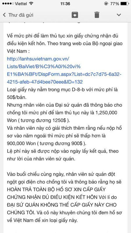 ĐSQ VN tại Hàn Quốc thông báo phí đăng ký kết hôn chênh 1000 USD? - ảnh 3