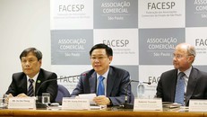 Phó Thủ tướng Vương Đình Huệ dự Diễn đàn Thương mại-Đầu tư Việt Nam-Brazil. Ảnh: VGP/Thành Chung