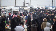 Người tị nạn Syria tại trại di tản Al-Hol ở đông bắc Syria. Ảnh: AFP/TTXVN