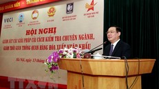 Phó Thủ tướng Vương Đình Huệ phát biểu tại hội nghị. (Ảnh: Doãn Tấn/TTXVN)