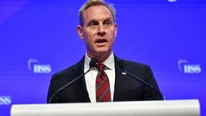 Quyền Bộ trưởng Quốc phòng Mỹ Patrick Shanahan phát biểu tại Đối thoại Shangri-La lần thứ 18. (Nguồn: straitstimes.com)