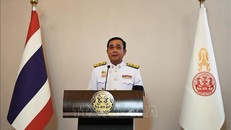 Thủ tướng Thái Lan Prayut Chan-o-cha phát biểu tại lễ tuyên thệ ở Bangkok ngày 11/6. Ảnh: AFP/TTXVN