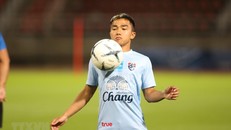 Tiền vệ Chanathip Songkrasin của đội tuyển Thái Lan. (Ảnh: Ngọc Linh/TTXVN)