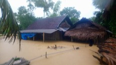 Hàng trăm ngôi nhà tại Hà Tĩnh bị ngập nặng. Ảnh: Sơn Nguyễn