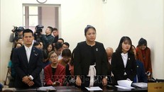 Nguyên đơn là Công ty CP Tuần Châu Hà Nội (Tuần Châu Hà Nội) và bị đơn là Công ty CP Đầu tư Tổng hợp Truyền thông DS (DS) do đạo diễn Việt Tú (đứng thứ nhất bên trái). Ảnh: Doãn Tấn/TTXVN