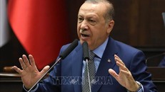 Tổng thống Thổ Nhĩ Kỳ Tayyip Erdogan phát biểu tại Ankara. Ảnh: AFP/TTXVN