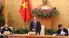 Phó Thủ tướng Vũ Đức Đam phát biểu chỉ đạo các địa phương nhanh chóng phun thuốc khử trùng tại các trường học. (Ảnh: Lâm Khánh/TTXVN)