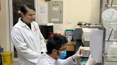 TS Lê Quang Hoà cùng đồng nghiệp tại phòng thí nghiệm tại Viện Công nghệ Sinh học và Công nghệ Thực phẩm, ĐH Bách khoa Hà Nội. Ảnh: HUST