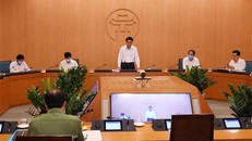 Quang cảnh họp Ban chỉ đạo phòng dịch COVID-19 tại Hà Nội.