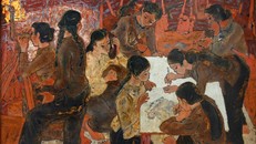 Tác phẩm Dân quân gái Ngư Thủy trưng bày tại triển lãm (Nguồn: vnfam.vn)