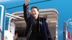 Chủ tịch Quốc hội Nguyễn Thị Kim Ngân tại sân bay Melsbroek, thủ đô Brussels, Bỉ