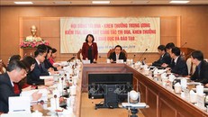 Phó Chủ tịch nước, Phó Chủ tịch thứ nhất Hội đồng Thi đua - Khen thưởng Trung ương Đặng Thị Ngọc Thịnh phát biểu tại buổi làm việc. Ảnh: Thanh Tùng/TTXVN