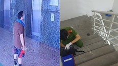 Hình ảnh camera an ninh xác định nghệ sĩ Chí Tài tập thể dục buổi sáng về thì gục tại cầu thang bộ tầng 7 và công an khám nghiệm hiện trường.