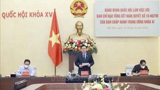 Chủ tịch Quốc hội Vương Đình Huệ phát biểu. 