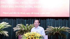 Ông Nguyễn Văn Nên, Ủy viên Bộ Chính trị, Bí thư Thành ủy Thành phố Hồ Chí Minh, chỉ đạo Hội nghị. 