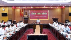 Quang cảnh buổi làm việc của Thủ tướng Phạm Minh Chính làm việc với lãnh đạo chủ chốt tỉnh Thái Bình. 