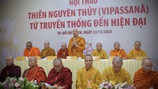 Chư tôn đức chứng minh và chủ tọa phiên khai mạc hội thảo.