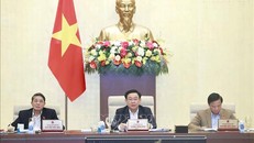 Chủ tịch Quốc hội Vương Đình Huệ phát biểu. 