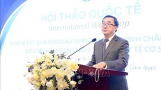 Giáo sư, Tiến sĩ Trần Văn Thuấn, Thứ trưởng Bộ Y tế phát biểu tại Hội thảo. 