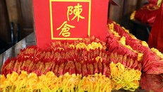 18 vạn túi lương được ban tổ chức chuẩn bị để phát tại Lễ hội phát lương Đức Thánh Trần tại đền Trần Thương năm 2025. 