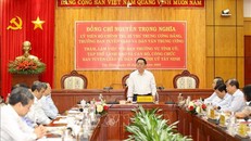 Quang cảnh buổi làm việc của Trưởng Ban Tuyên giáo và Dân vận Trung ương Nguyễn Trọng Nghĩa tại Tây Ninh. 