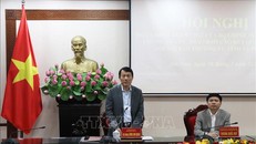 Đại tướng Lương Tam Quang, Ủy viên Bộ Chính trị, Bộ trưởng Bộ Công an, Trưởng đoàn Kiểm tra số 1921 phát biểu tại buổi làm việc. 