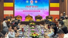 Buổi họp báo công bố thông tin chính thức về Đại lễ Vesak Liên Hiệp Quốc 2025, chiều 22/4, tại chùa Quán Sứ (Hà Nội)