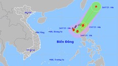 Đường đi và vị trí của bão số 4. (Ảnh: thoitietvietnam).