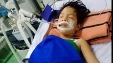 Cháu Sáng đã hồi tỉnh nhưng hiện vẫn còn rất nặng. (Ảnh: Người Lao động)