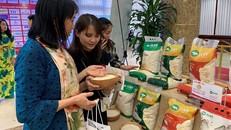 Người dân Hà Nội lựa chọn sản phẩm gạo A AN. (Ảnh: Quân đội Nhân dân)