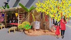 Một trong những tiểu cảnh của chợ hoa Xuân tại khu vực bến Bình Đông. (Ảnh: Báo Văn hoá)