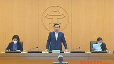 Quang cảnh cuộc họp chiều 1-3 của Ban Chỉ đạo phòng, chống covid-19 TP Hà Nội. (Ảnh: Nhân Dân)