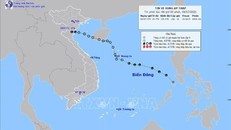 Bản đồ đường đi của vùng áp thấp. Ảnh: TTXVN 