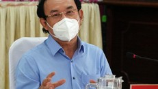 Bí thư Thành ủy Nguyễn Văn Nên tại buổi làm việc với Huyện ủy Cần Giờ trưa nay. Ảnh: Trung Sơn