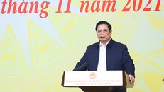 Thủ tướng Phạm Minh Chính, Chủ tịch Ủy ban Quốc gia về Chuyển đổi số phát biểu khai mạc. Ảnh: Dương Giang/TTXVN 