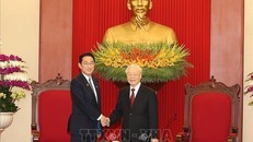 Tổng Bí thư Nguyễn Phú Trọng tiếp Thủ tướng Nhật Bản Kishida Fumio sang thăm chính thức Việt Nam. Ảnh: Trí Dũng/TTXVN 