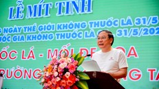 Thứ trưởng Bộ TN&MT Lê Công Thành, Trưởng Ban Chỉ đạo Phòng chống tác hại của thuốc lá Bộ TN&MT phát biểu khai mạc buổi Lễ. (Ảnh: Báo Tài nguyên & Môi trường)