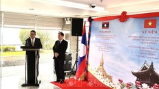 Đại sứ Việt Nam tại Myanmar Lý Quốc Tuấn phát biểu tại lễ kỷ niệm. Ảnh: TTXVN phát 