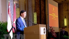 Đại sứ Mai Phước Dũng phát biểu tại lễ kỷ niệm. (Ảnh: Lê Ngọc Dương/TTXVN)