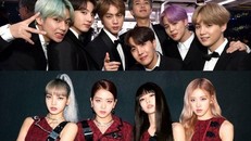 Hai nhóm nhạc nổi tiếng Hàn Quốc BTS (trên) và Blackpink (dưới).