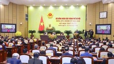 Quang cảnh khai mạc Kỳ họp thứ 10 Hội đồng Nhân dân thành phố Hà Nội khóa XVI. (Ảnh: Văn Điệp/TTXVN) 