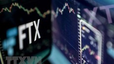 Biểu tượng của sàn giao dịch tiền kỹ thuật số FTX trên màn hình máy tính. (Ảnh: AFP/TTXVN)