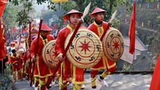 Những nghi thức tại Lễ công bố Quyết định và đón nhận Bằng xếp hạng di tích quốc gia đền Thác Bà. Ảnh: Tuấn Anh/TTXVN