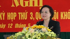 Bộ trưởng Bộ Nội vụ Phạm Thị Thanh Trà phát biểu tại một buổi tiếp xúc cử tri. (Ảnh: Việt Dũng/TTXVN)