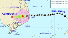 Vị trí tâm bão lúc 13h đang ở khu vực Nam Tây Nguyên - Ảnh: Trung tâm Khí tượng thủy văn Trung ương