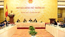 Toàn cảnh buổi họp báo thường kỳ Chính phủ tháng 11/2017. Ảnh: VGP/Nhật Bắc