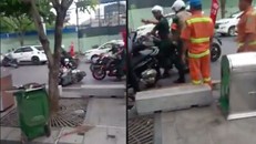 Hình ảnh đoàn xe CLB Moto quận 5 gây tai nạn trên đường gây nhiều bức xúc. Ảnh: cắt từ clip