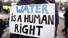 Các nhà hoạt động biểu tình nhằm gây sức ép với chính quyền trong vấn đề nước sạch (19/2/2016).