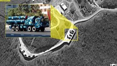 Tên lửa phòng không HQ-9 của Trung Quốc và địa điểm nghi là nơi đặt bệ phóng trên đảo Hải Nam. Ảnh: ISI