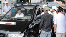 Cảnh ùn ứ tắc nghẽn tại trạm thu phí Cái Lậy chiều 14/8